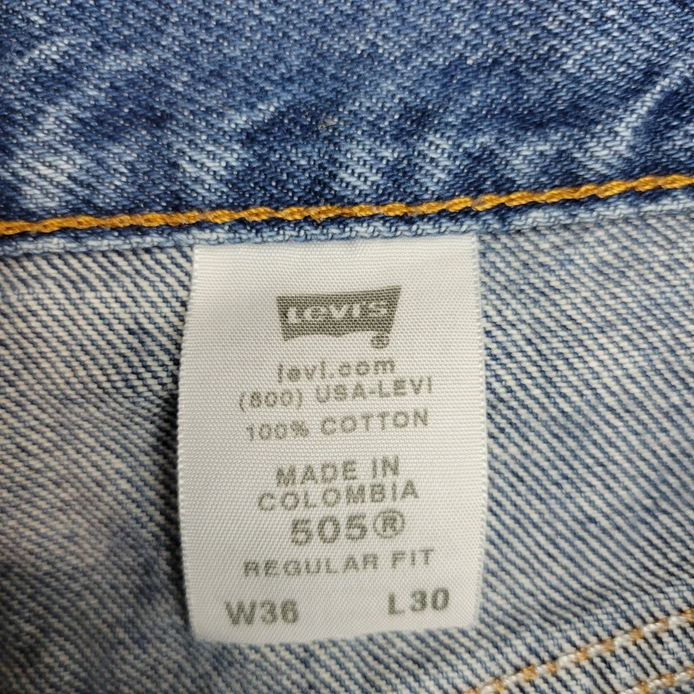 Levis 505 Jeans‎ Mens 36x30 Blue Denim Regular Fit Red Tab Straight Leg Casual
